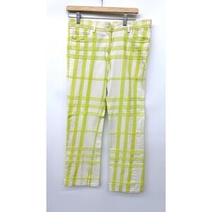 Burberry London Plaid Check Straight Leg Lightweight Jean Womens 32 Lime Green
